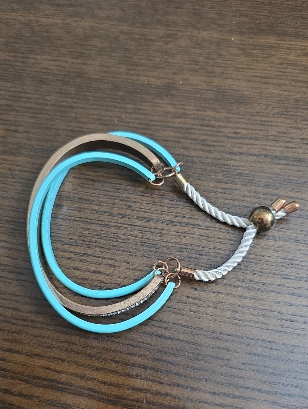 Turquoise Multi-Row Rhinestone Bracelet - Picture 3 of 4